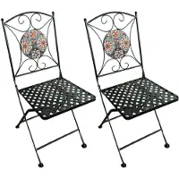 Axi Camilla 2 bistrostoelen, Set van 2 bistrostoelen, Opklapbaar - Oranje/Blauw | Bistro-tuinstoelen, Metalen frame, met keramische tegels, tuin/balkon/terras - Max draagvermogen per stoel: 150 kg