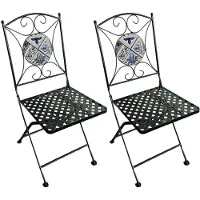 Axi Camilla 2 bistrostoelen, Set van 2 bistrostoelen, Opklapbaar - Zachtblauw | Bistro-tuinstoelen, Metalen frame, met keramische tegels, voor tuin/balkon/terras - Max draagvermogen per stoel: 150 kg