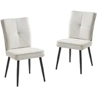 MODFU - Set Van 2 Eetkamerstoelen - Geïntegreerde Zitting En Rugleuning - Modern - Voor Eetkamer Of Woonkamer - Chenille En Metaal - Crèmewit