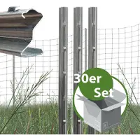 Baumarktplus TRUTZHOLM - Z-profiel Afrasteringspaal Set van 30 - 150 cm - 1,5 mm Dik - Thermisch Verzinkt - Gestanste Haken - Bosprofiel Paal