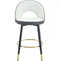 MODFU - Barstoelen - 360 Graden Draaibaar - Open Rugleuning - Modern - Voor Bar En Eethoek - Metaal En Imitatieleer - Donkergrijs Wit