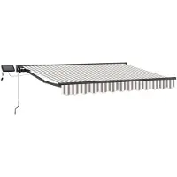 vidaXL Handbediende luifel met LED's Lichtgrijs en wit 4,5 × 3,5 m