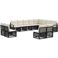 vidaXL Tuinbank Set 12 pcs Zwart poly rattan