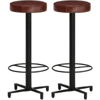 Prolenta Maison Exclusive - 2 barkrukken, 76 cm hoog, van echt leer