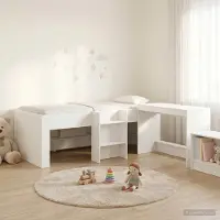 Prolenta Maison Exclusive - Stapelbed met bureau voor kinderen, 2 stuks, wit, houtvezel