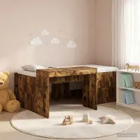 Prolenta Maison Exclusive - Stapelbed met bureau voor kinderen, gerookt eikenhout