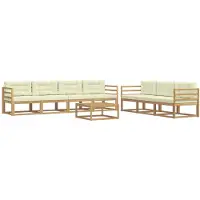 vidaXL Buiten bank set 7 st Wit en crèmekleurig