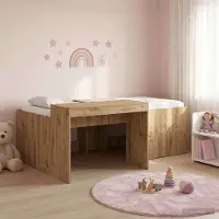 Prolenta Maison Exclusive - Stapelbed met bureau voor kinderen, uitvoering: ambachtseik