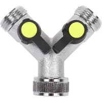 Talentools - Tuinslang Y-vertakking - 2 bolkraantjes - 1 inwendig draad - 3/4 uitwendig draad