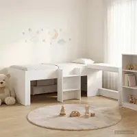 Prolenta Maison Exclusive - Stapelbed met bureau voor kinderen, 2 stuks, wit, houtvezel
