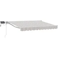 vidaXL Handbediende luifel met LED's Lichtgrijs en wit 4,5 × 3,5 m