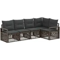 vidaXL Tuinbank Set 5 st Grijs poly rattan