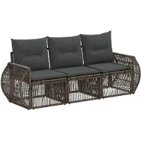vidaXL Tuinbank Set 3 st Grijs en Donkergrijs poly rattan