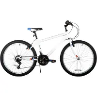 Happiq Mountainbike 61–66 cm – Voor volwassenen en studenten voor recreatief en sportief gebruik op terrein – Met 18 versnellingen en koolstofstaal frame – Wit frame