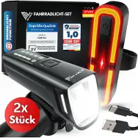 MIVELO Refurbished | Smart-Ultimate Fietsverlichting Set - LED - 100 Lux - Remlicht - USB - Zwart