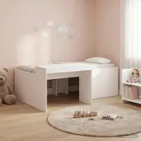Prolenta Maison Exclusive - Hoogslaper met bureau voor kinderen, wit, 90 x 200 cm