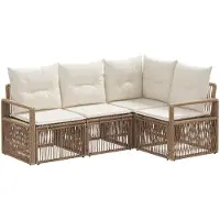 vidaXL Tuinbank Set 4 st Beige poly rattan