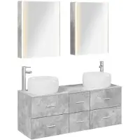 vidaXL Badkamermeubel Set 5 st Betongrijs Bewerkt hout en glas
