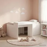 Prolenta Maison Exclusive - Hoogslaper met bureau voor kinderen, wit, 80 x 160 cm