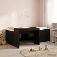 Prolenta Maison Exclusive - Stapelbed met bureau voor kinderen, zwart, 75 x 190 cm