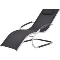 Syfax Ligbed met kussen aluminium en textileen zwart