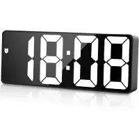 JeiibrZui Digitale LED Wekker - Groot Display Met Temperatuur - 16x6x2,5 Cm - USB En Batterij Voeding - Zwart Met Wit Licht