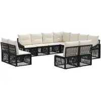 vidaXL Tuinbank Set 11 st Zwart poly rattan