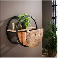 Meubelplaats Wandschap Met Lade 50 cm - Robuust hardhout