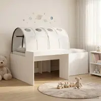 Prolenta Maison Exclusive - Stapelbed met bureau voor kinderen, 3 stuks, wit, houtvezel