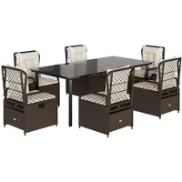 vidaXL 7-delige Tuinset met kussens poly rattan bruin