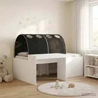 Prolenta Maison Exclusive - Stapelbed met bureau voor kinderen, 3 stuks, wit en zwart
