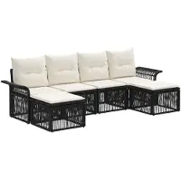vidaXL Tuinbank Set 6 st Zwart poly rattan