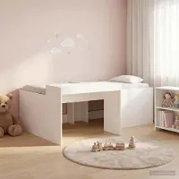 Prolenta Maison Exclusive - Stapelbed met bureau voor kinderen, wit, 75 x 190 cm