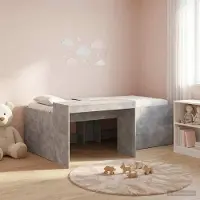 Prolenta Maison Exclusive - Stapelbed met bureau voor kinderen, betonkleur, 75 x 190 cm