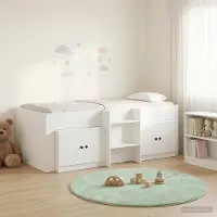 Prolenta Maison Exclusive - Bedframe met kledingkast met deur, 3 stuks, wit, houtvezel