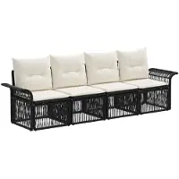 vidaXL Tuinbank Set 4 st Zwart poly rattan