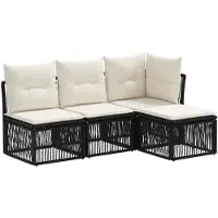 vidaXL Tuinbank Set 4 st Zwart poly rattan