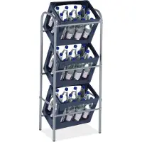 Relaxdays krattenrek - staal - 116 x 50 x 32 cm - opbergrek voor 3 kratten - grijs
