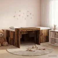 Prolenta Maison Exclusive - Stapelbed met bureau voor kinderen, gemaakt van gerecycled hout, afmetingen 80 x 200 cm