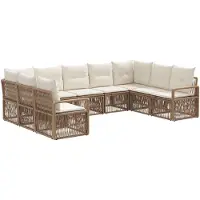 vidaXL Tuinbank Set 9 st Beige poly rattan