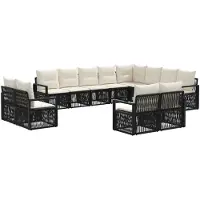 vidaXL Tuinbank Set 12 st Zwart poly rattan