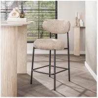 Meubelplaats Barstoel Aiko japandi - Cargo zand - 48x55x95 cm - barstoelen set van 2