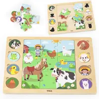 Viga Toys Viga Houten Puzzel Raad de Schaduw - Boerderijpuzzel 17 stukjes - UNI