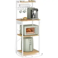Vasagle - Kruidenrek - Staande Rek met 4 Niveaus - Keukenrek met Oplaadstation - 8 Haken