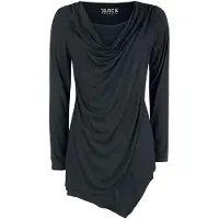 Black premium by emp Shirt met lange mouwen - Black Long-Sleeve Shirt with Waterfall Neckline - S tot 5XL - voor Vrouwen - zwart | Maat 5XL