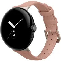 Kwmobile lederen horlogebandje geschikt voor Google Pixel Watch Series 41mm / Pixel Watch 4 41mm polsband - Echt leren smartwatch bandje - Activity tracker horloge band in oudroze