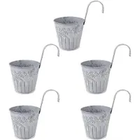Yardwe Hangpotten, vintage metalen emmer, mini-bloempot, wandplantenpot, balkonpot, overpot om op te hangen, tuindecoratie voor binnen en buiten, 5 stuks