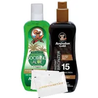 Australian Gold - SPF 15 Spraygel met bronzer + Soothing Aloë + 2 Verfrissingsdoekjes