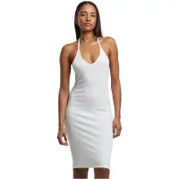 Urban Classics Midi-jurk - Ladies Rib Jersey Neckholder Dress - XS tot XL - voor Vrouwen - gebroken wit - Maat L