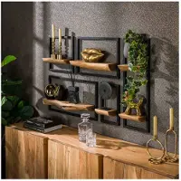 Meubelplaats Wandschap set/5 edge - Massief acacia naturel
